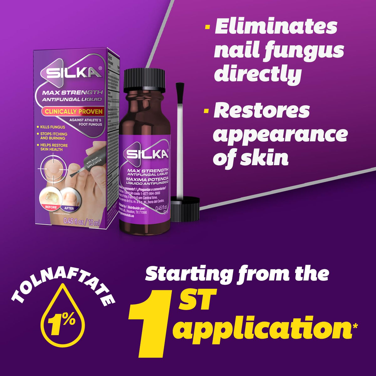 Silka Max Strength Antifungal Liquid & Cream Set β Fast Relief for Toenail Fungus, Athlete's Foot & Ringworm