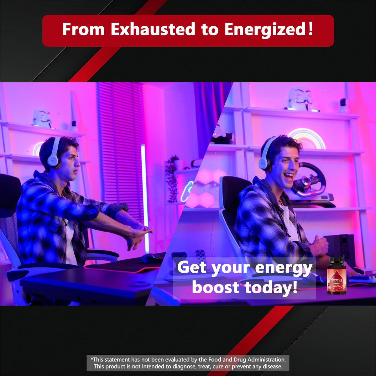 علكات الطاقة الطبيعية بفيتامين ب12 والغوغي والأنزيم المساعد Q10 – توت العليق، 60 قطعة | غير معدلة وراثيًا وخالية من الغلوتين