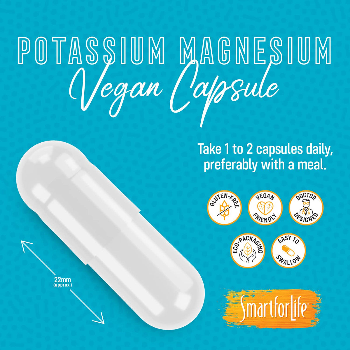 SMART FOR LIFE Potassium Magnesium Supplement β 30 Vegan Capsules | High-Absorption Mineral Complex