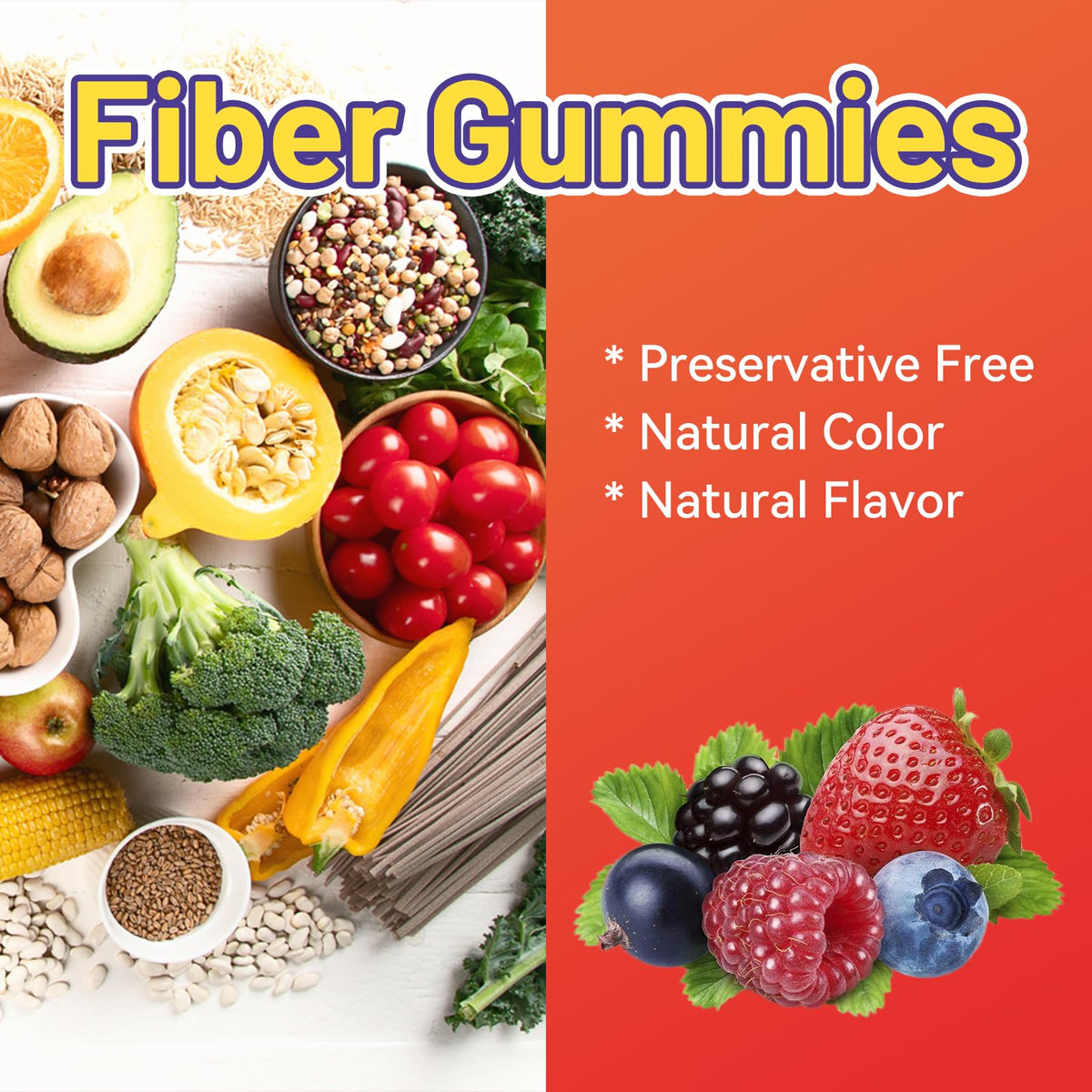 SmildeHeal Fiber Gummies β Dietary Fiber for Gut Health, Vegan, Non-GMO, Gluten-Free | 60 Count