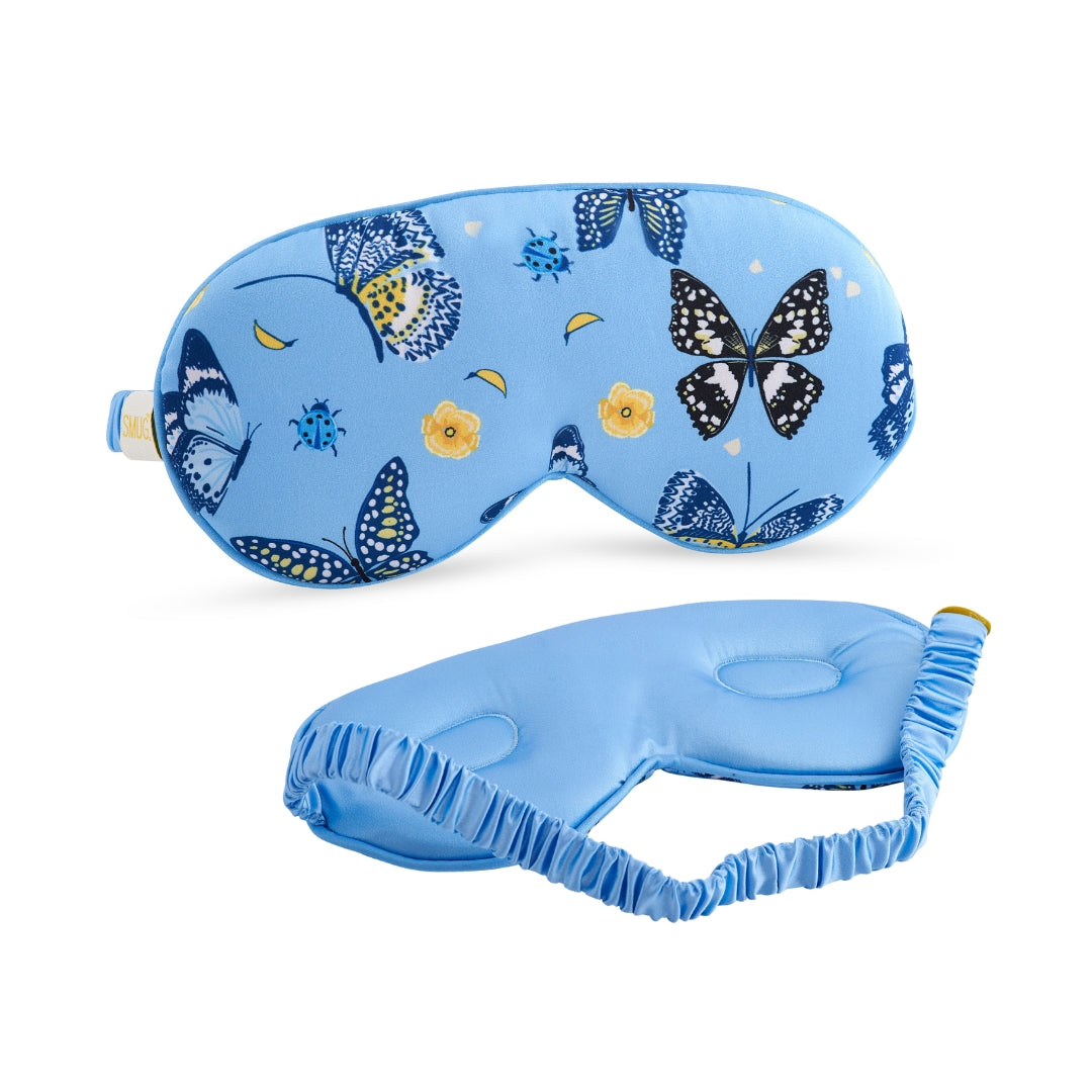 Cloud Padded Satin Sleep Mask - Butterflies Print