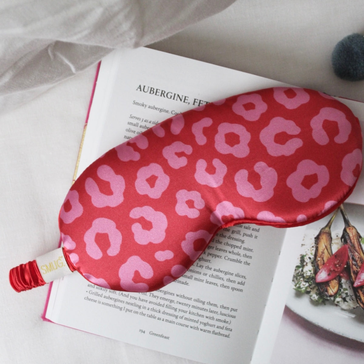 Cloud Padded Satin Sleep Mask - Red Leopard Print