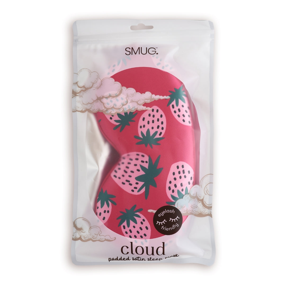 Cloud Padded Satin Sleep Mask - Strawberry Dreams Print