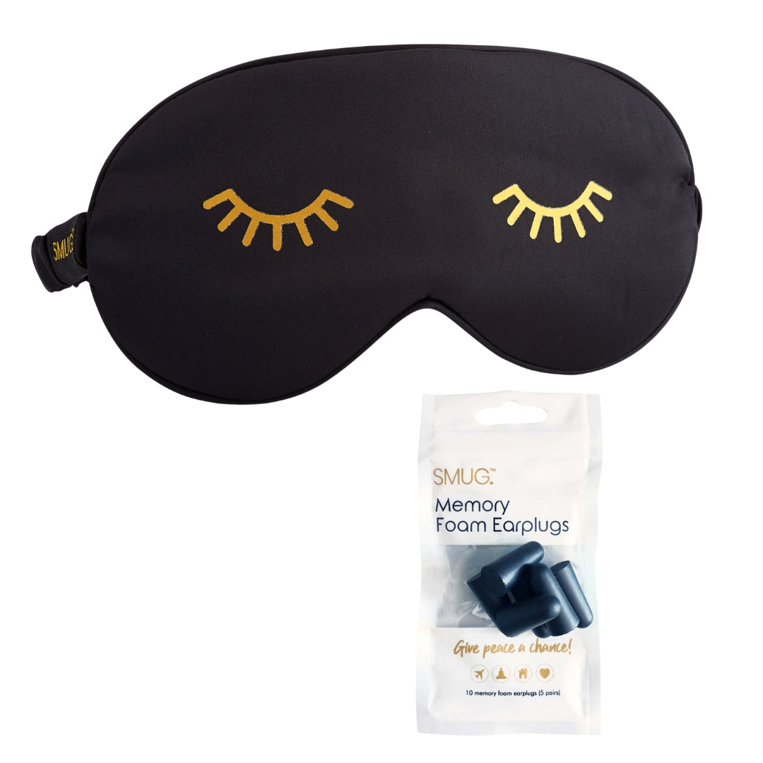 Satin Sleep Mask - Wink Print, Black