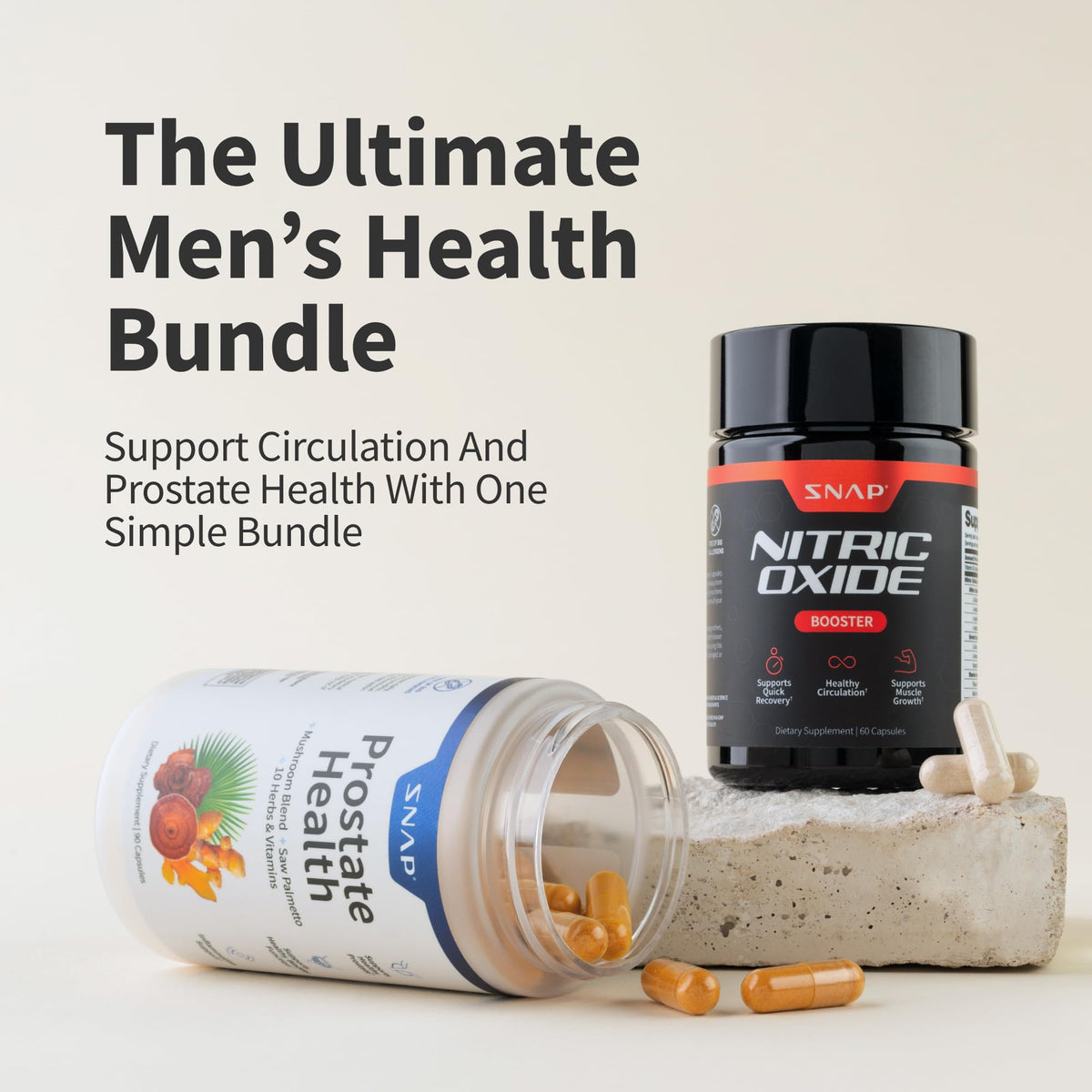 Snap Supplements Confezione combinata per la salute della prostata e l'ossido nitrico per uomo – 180 capsule vegetariane