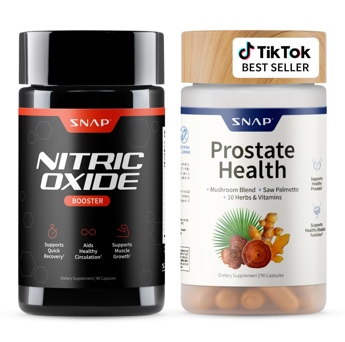 Snap Supplements Confezione combinata per la salute della prostata e l'ossido nitrico per uomo – 180 capsule vegetariane