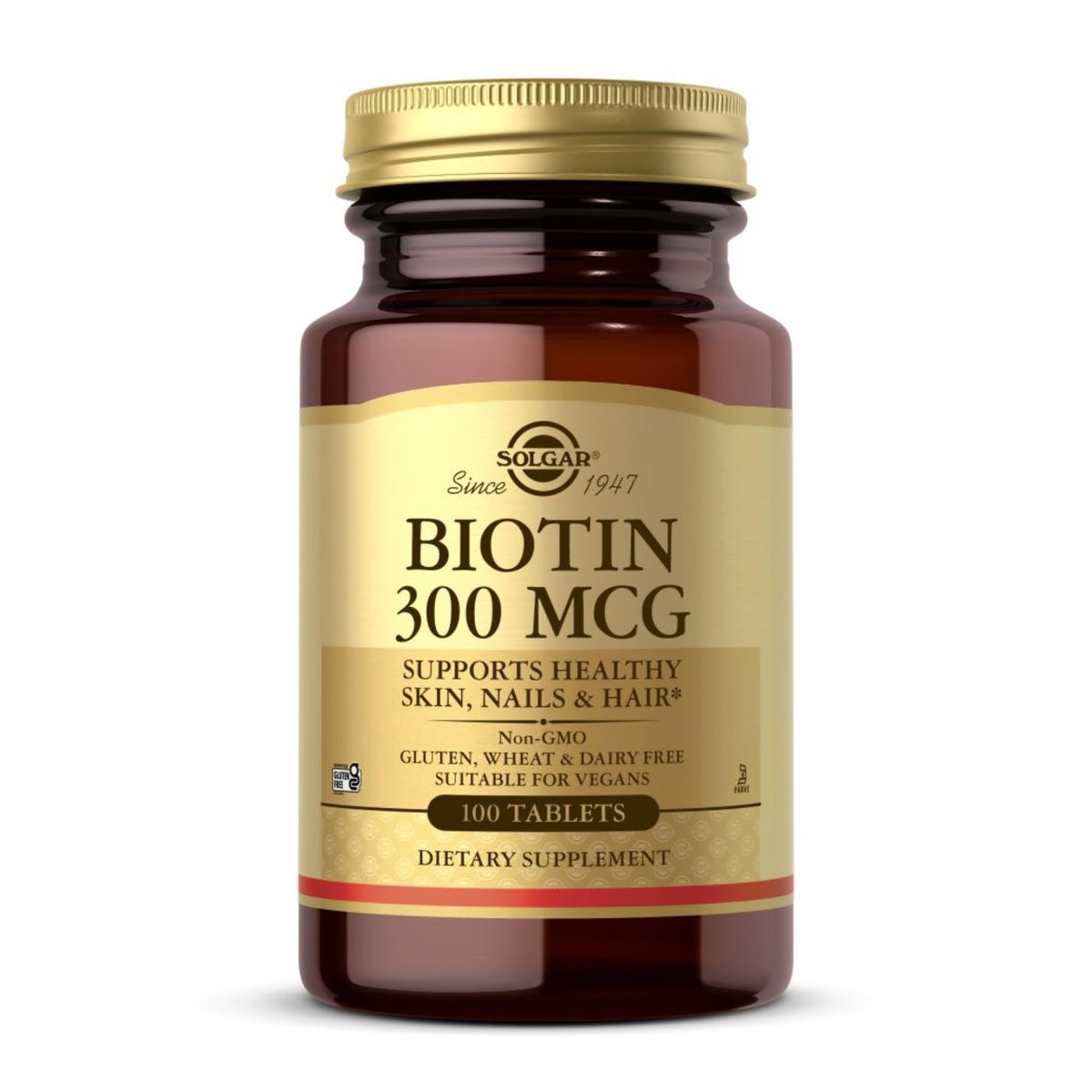 Solgar Biotin 300 mcg β 100 Tablets | Vegan, Non-GMO, Gluten Free