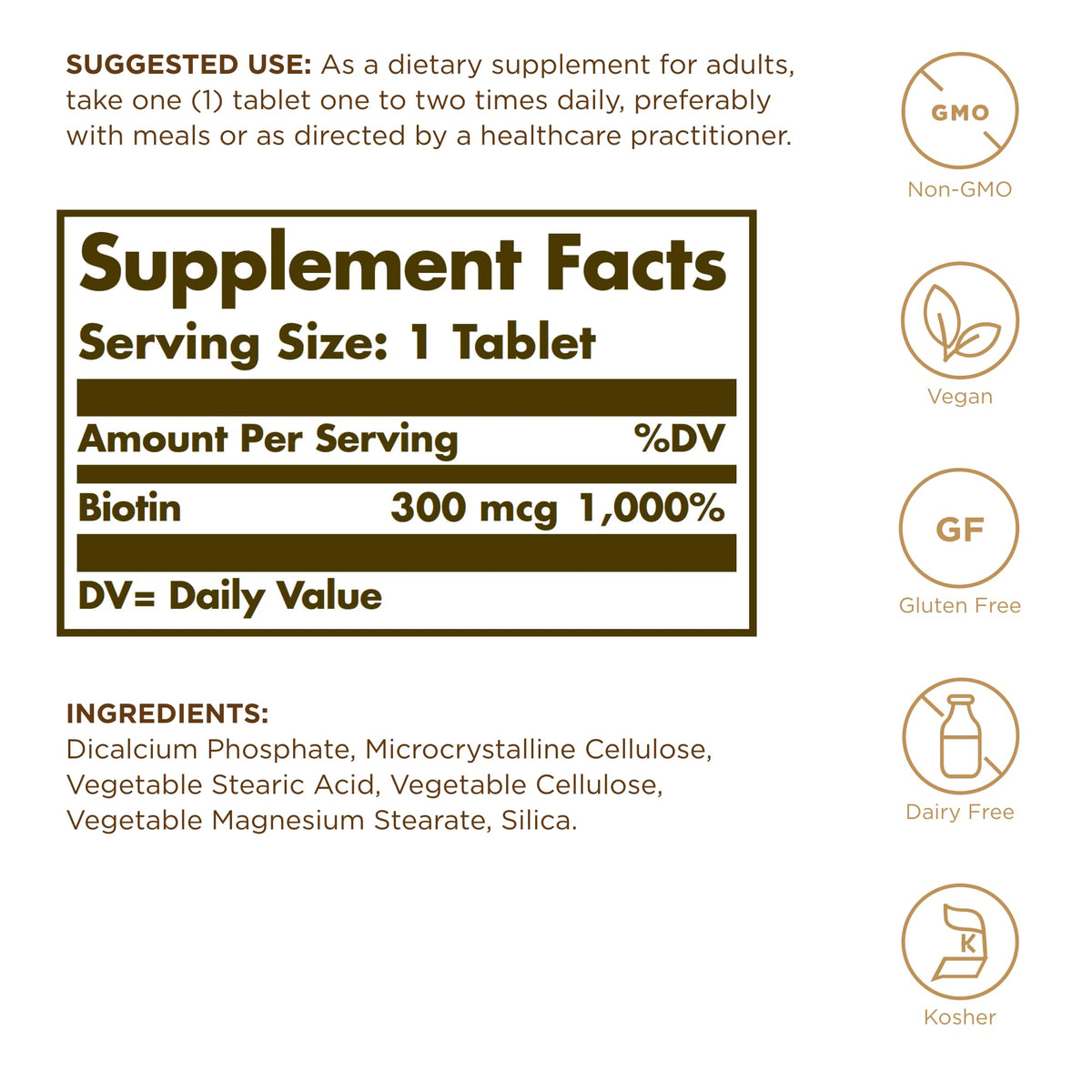 Solgar Biotin 300 mcg – 200 Servings (2x100) | Skin, Nails & Hair Support | Non-GMO, Vegan, Gluten Free, Dairy Free, Kosher
