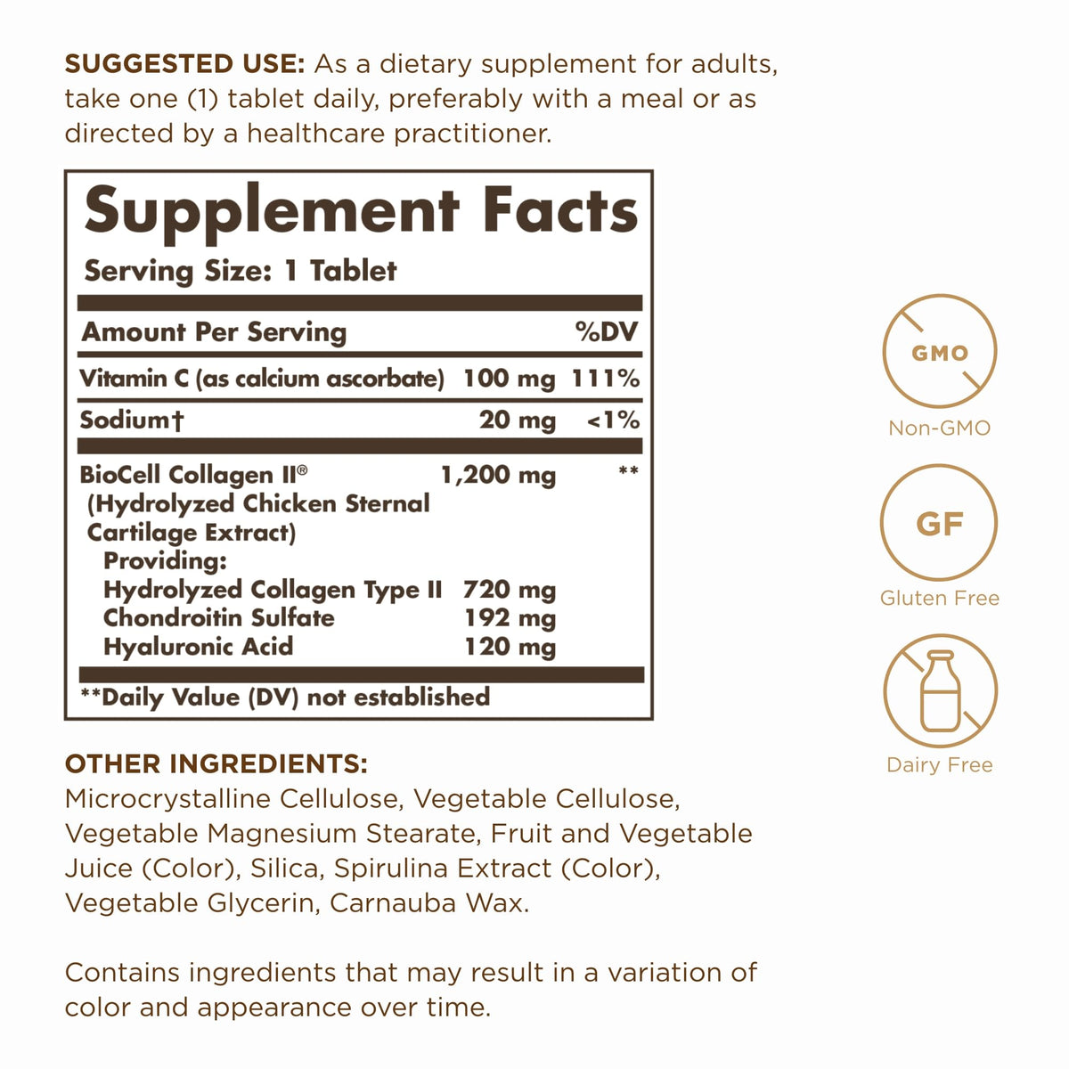 Solgar Collagen Hyaluronic Acid Complex - 30 Tablets | Non-GMO, Gluten & Dairy Free