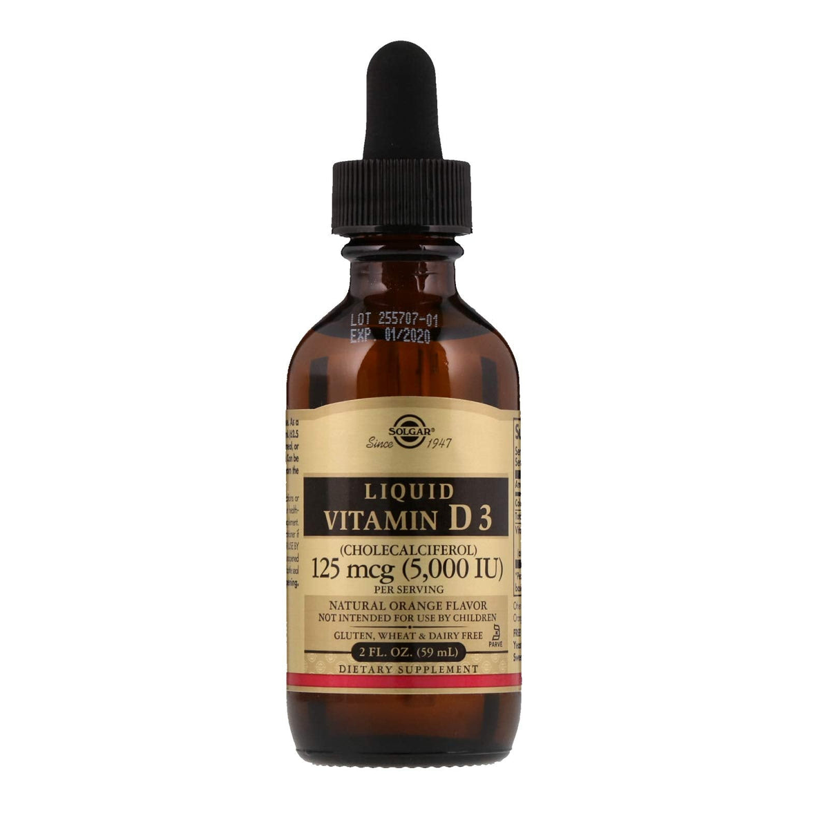 Solgar Liquid Vitamin D3 125 mcg (5,000 IU) β Orange Flavor, 59 Servings | Gluten Free, Dairy Free, Kosher