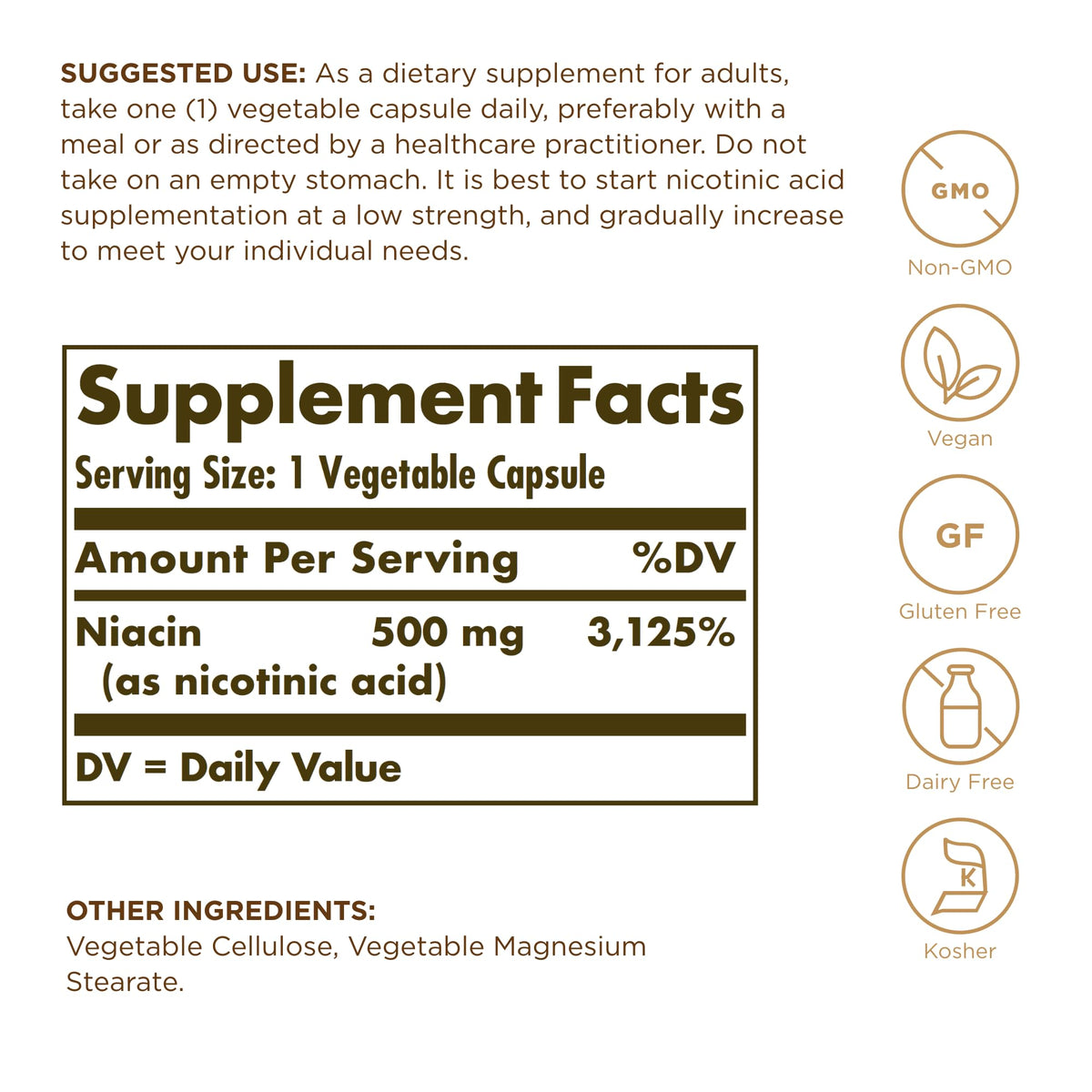 Solgar Niacin (Vitamin B3) 500 mg β 100 Vegetarian Capsules | Energy Metabolism