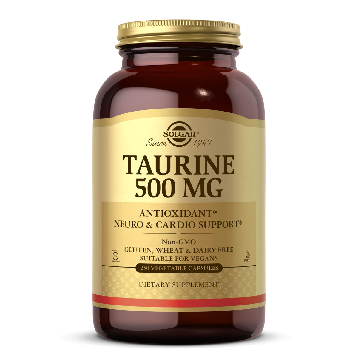 Solgar Taurine 500 mg β 250 Vegetarian Capsules | Antioxidant & Brain Health