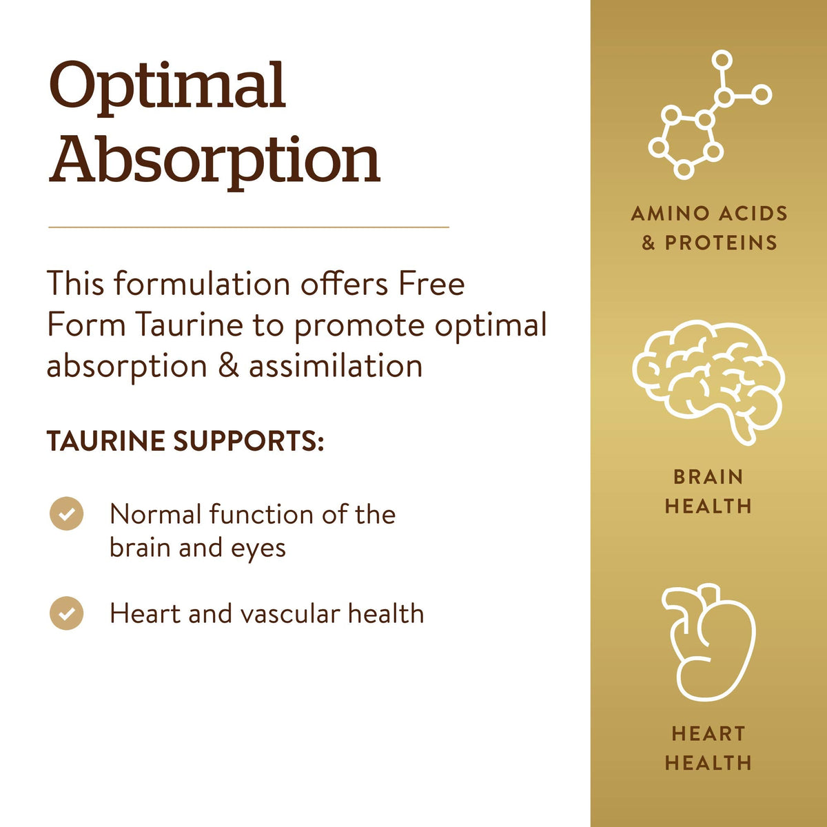 Solgar Taurine 500 mg β 250 Vegetarian Capsules | Antioxidant & Brain Health