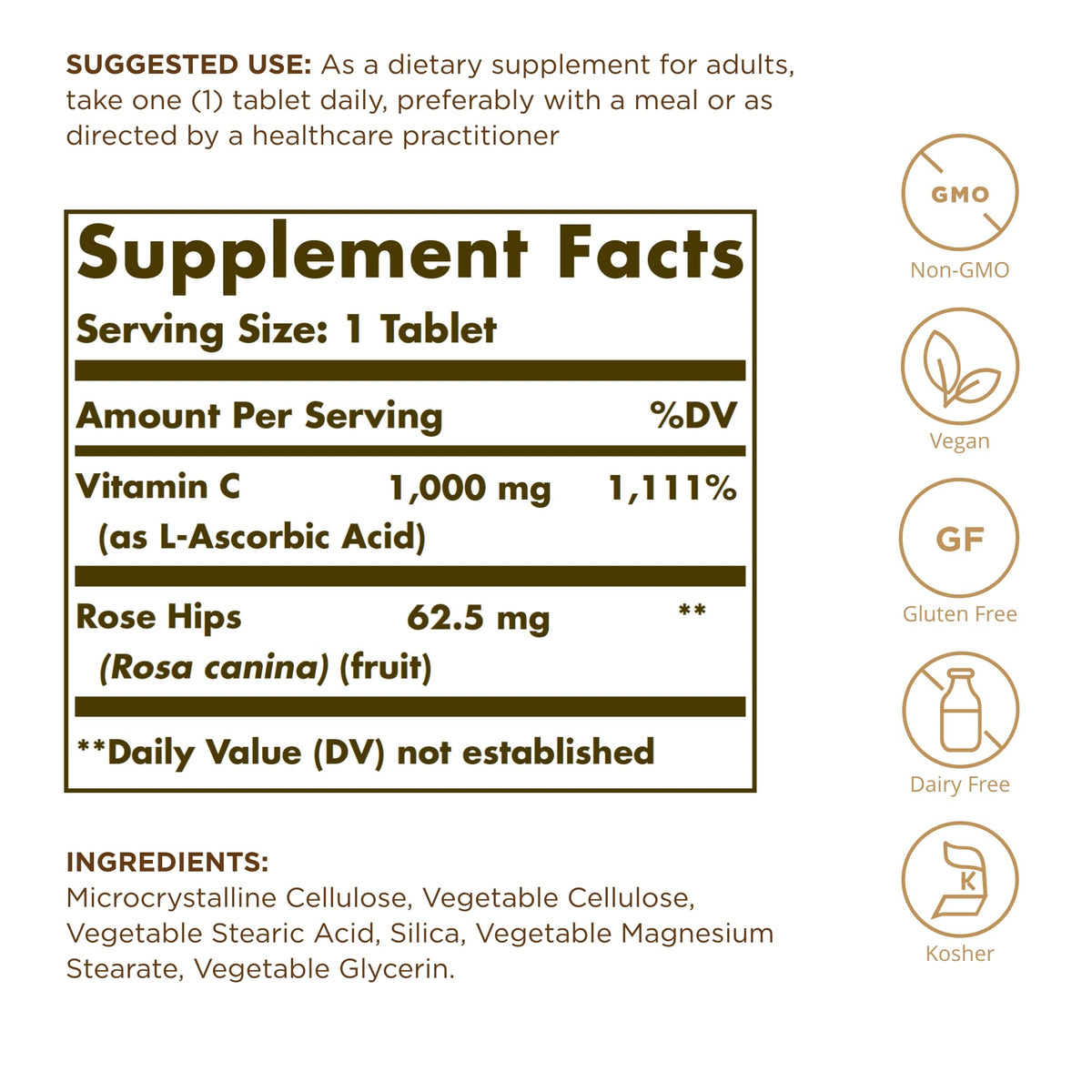 Solgar Vitamin C 1000 mg with Rose Hips – 200 Servings (Pack of 2) – Non-GMO, Vegan
