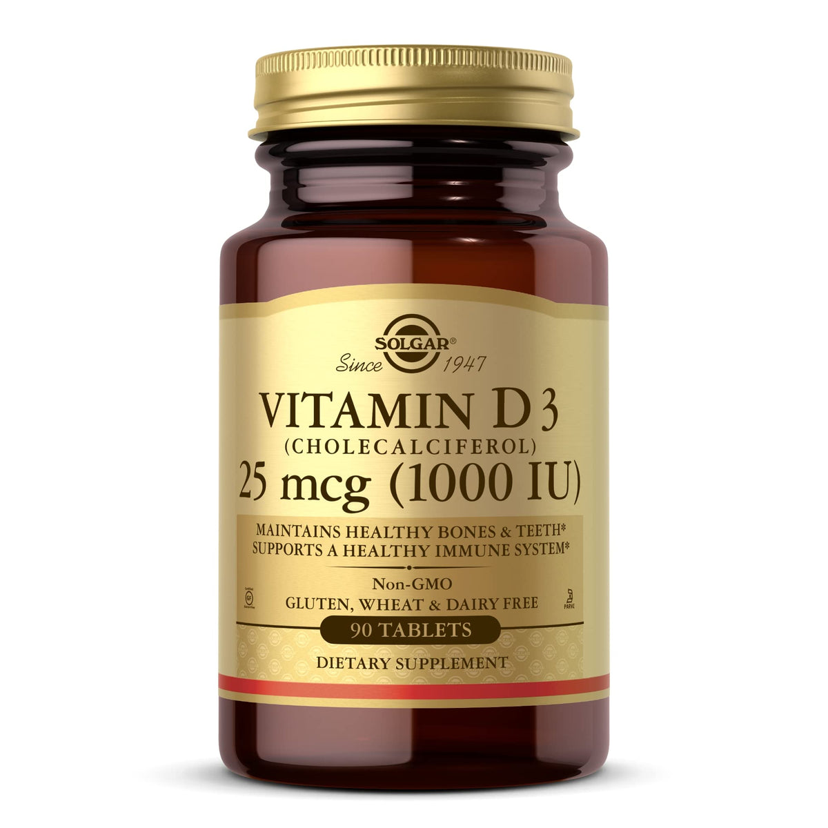 Solgar Vitamin D3 (Cholecalciferol) 25 mcg (1000 IU) – 90 Tablets | Supports Healthy Bones and Immune Health
