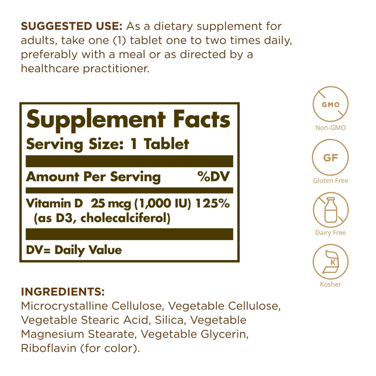 Solgar Vitamin D3 (Cholecalciferol) 25 mcg (1000 IU) – 90 Tablets | Supports Healthy Bones and Immune Health