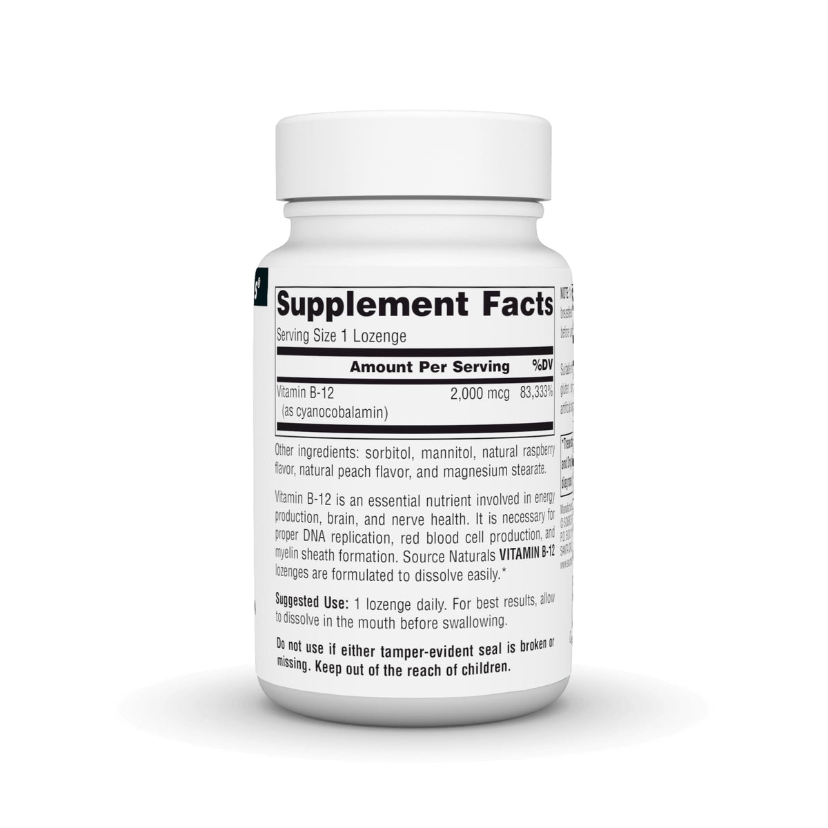 Source Naturals Vitamin B-12 2000 mcg - 100 Lozenges