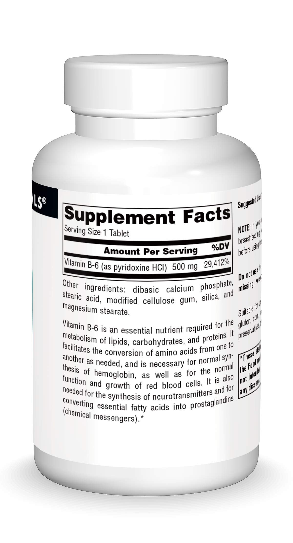 Source Naturals Vitamin B-6 500 mg β Immune System Support, 100 Tablets | Timed Release