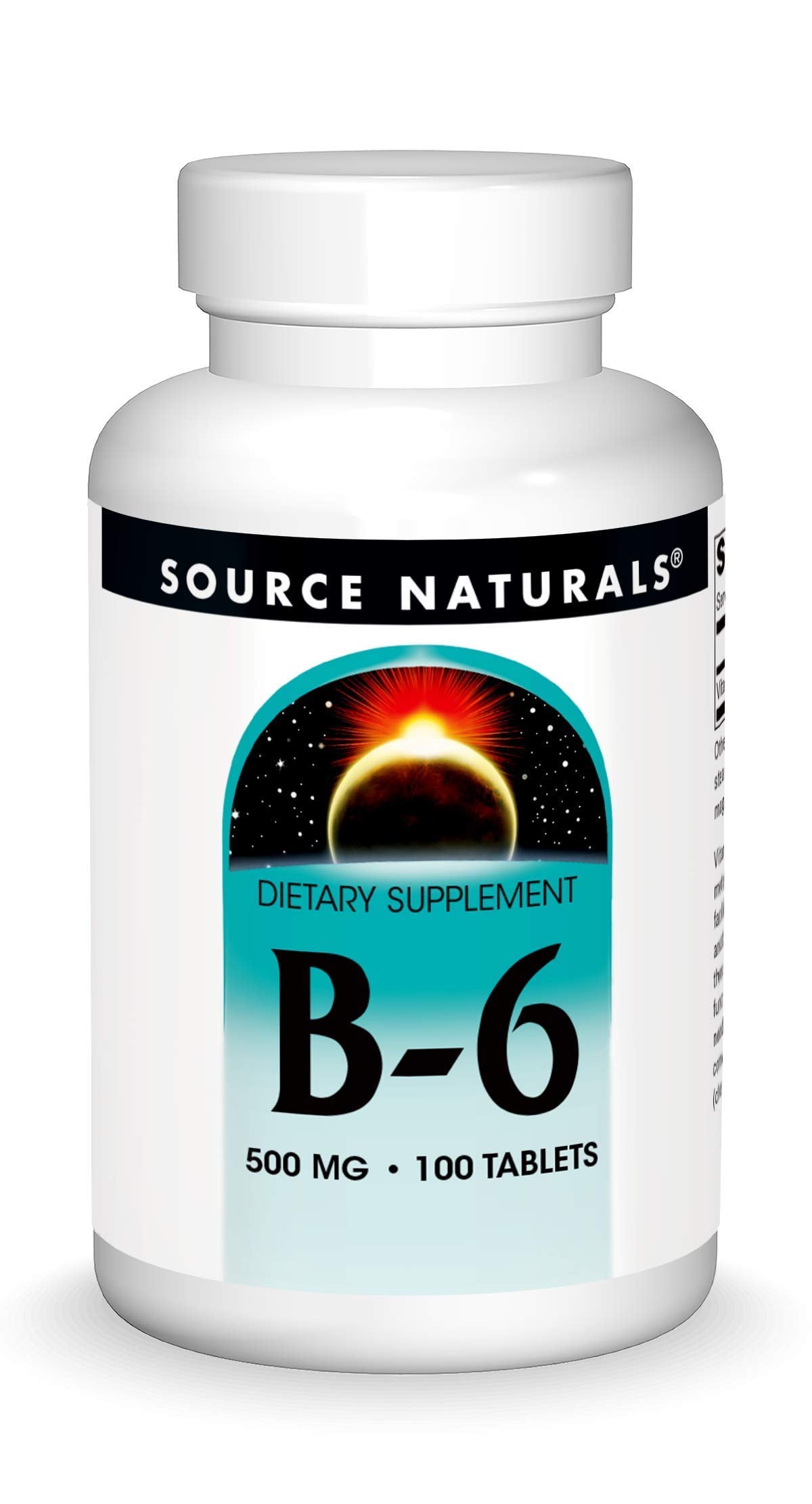 Source Naturals Vitamin B-6 500 mg β Immune System Support, 100 Tablets | Timed Release