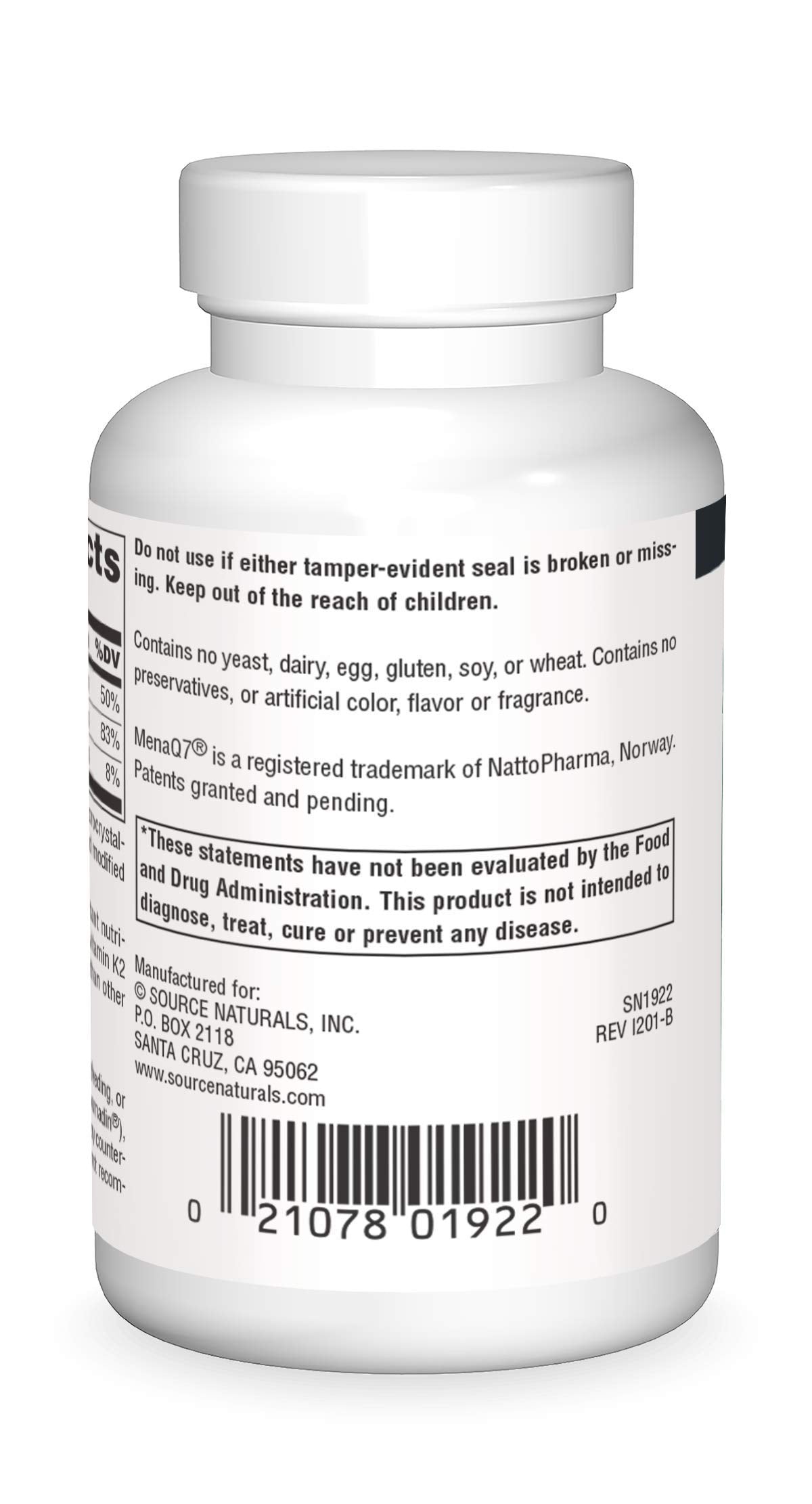 Source Naturals Vitamin K2 + D3 (MK-7) β Bone & Heart Health, 60 Tablets