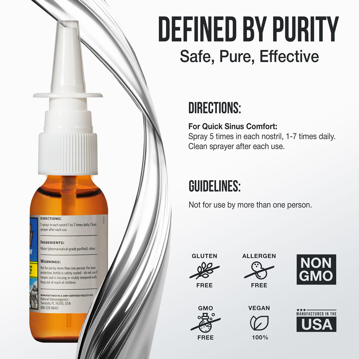 Sovereign Silver Natural Nasal Spray (10 ppm) - Drug-Free Colloidal Silver for Nasal Comfort & Immune Support, Adults & Kids, 1 fl oz