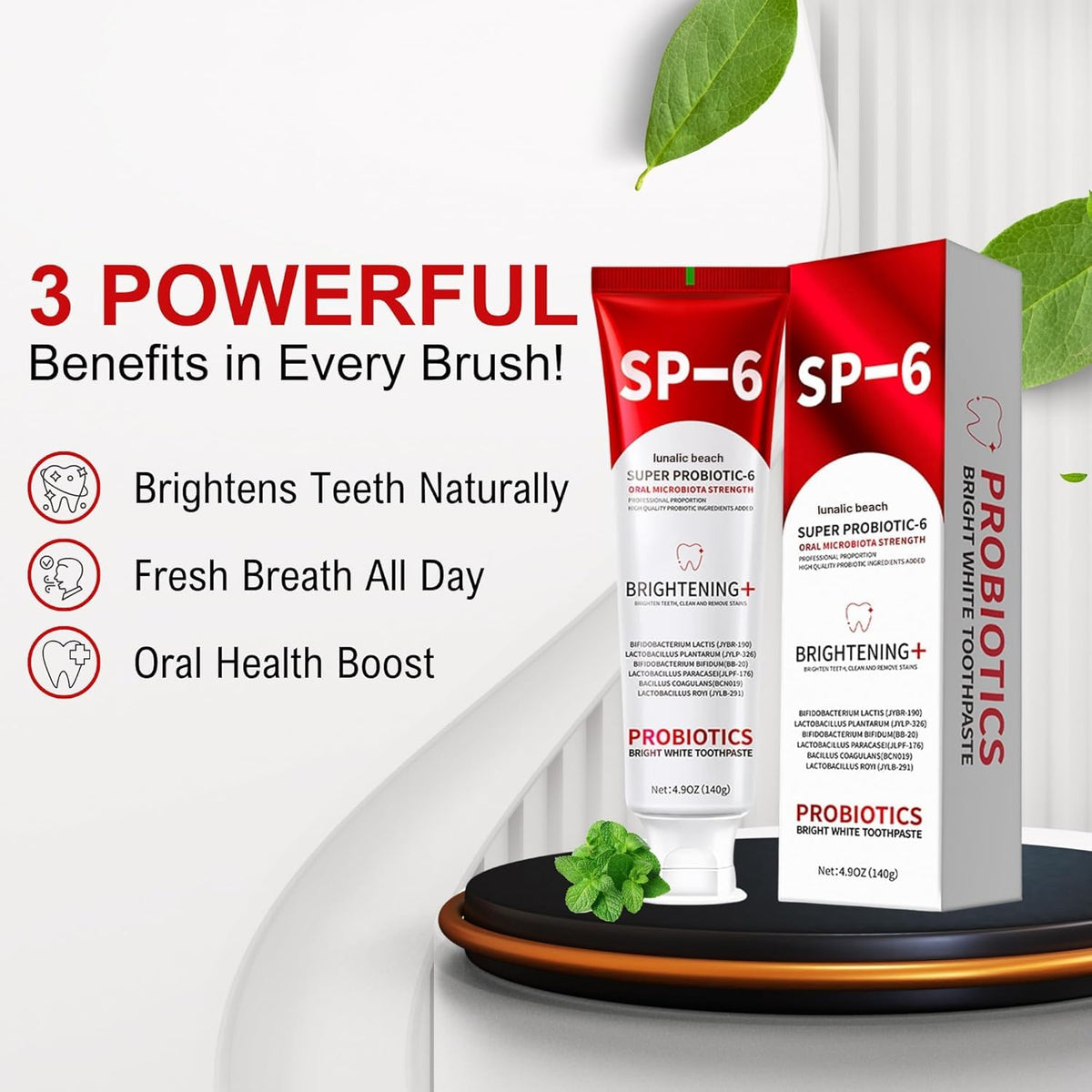 SP-6 Dentifricio Sbiancante Probiotico | Dentifricio Illuminante SP6 con 6 Probiotici