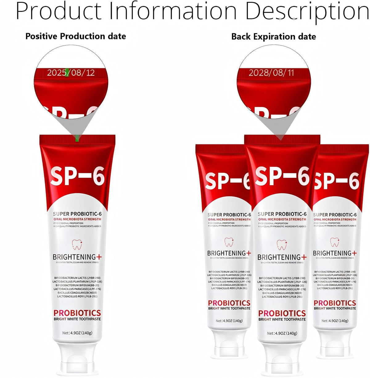 SP-6 Dentifricio Sbiancante Probiotico | Dentifricio Illuminante SP6 con 6 Probiotici