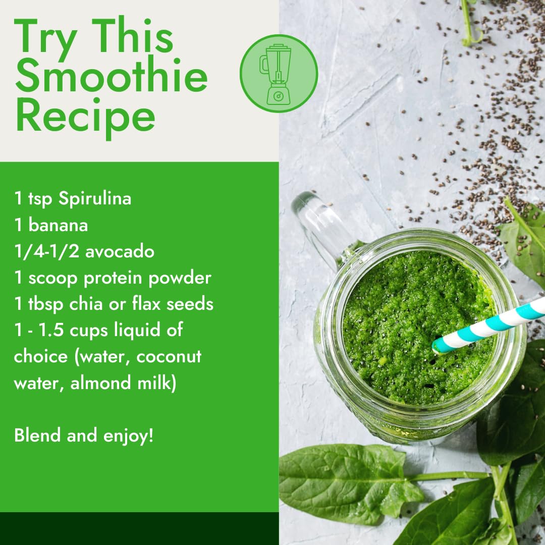 Organic Traditions Spirulina Powder β Organic, Vegan & Non-GMO, 5.3oz (150g) Bag | 50 Servings