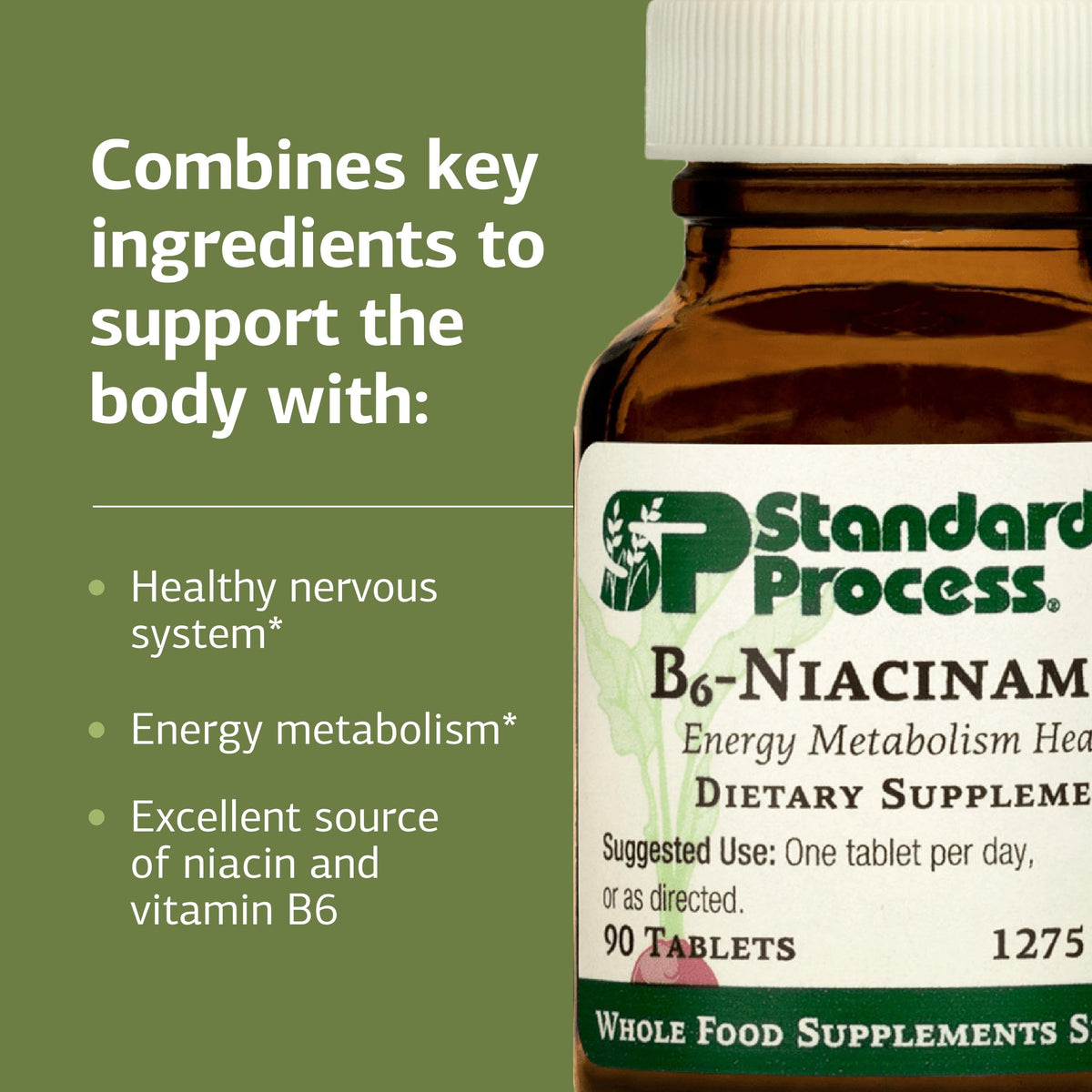 Standard Process B6-Niacinamide β Supports Energy Metabolism & Heart Health | Gluten-Free, Non-Dairy & Non-Soy β 90 Tablets