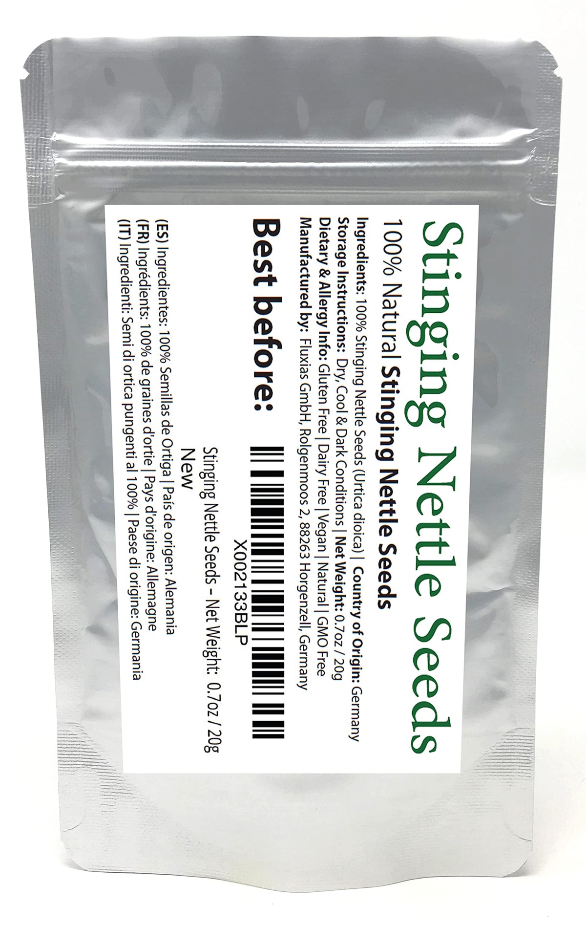 Stinging Nettle Seeds (Urtica dioica) – 0.7oz/20g, Germany | Gluten Free & Non-GMO