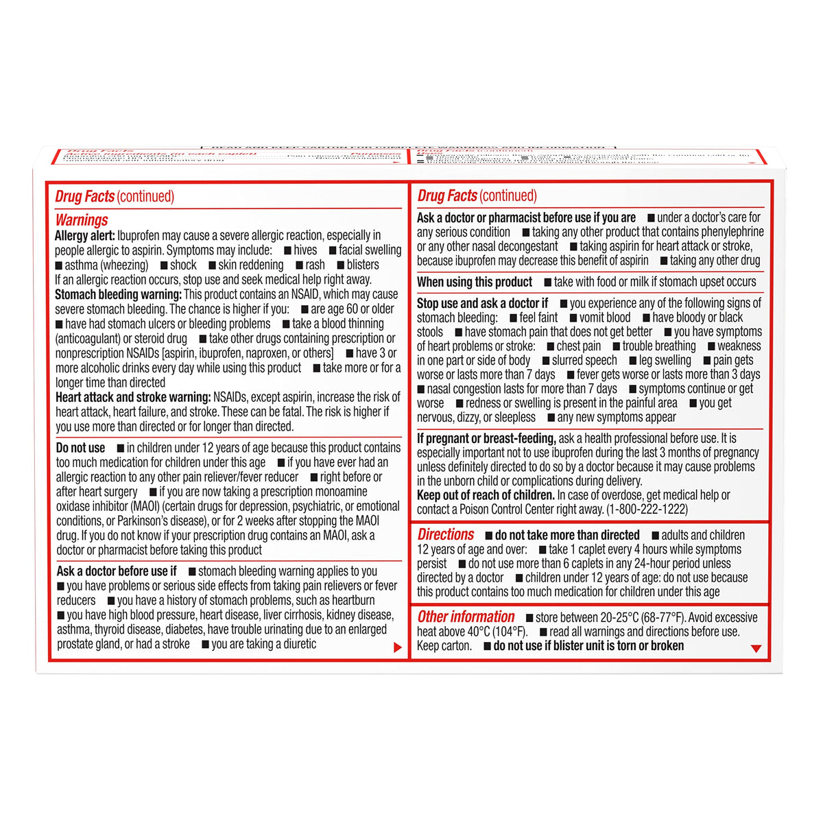 Sudafed PE Non-Drowsy Head Congestion + Pain Relief Caplets with Ibuprofen 200 mg & Phenylephrine HCl 10 mg – 20 ct