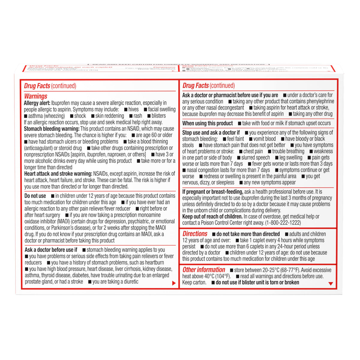 Sudafed PE Non-Drowsy Head Congestion + Pain Relief Caplets with Ibuprofen 200 mg & Phenylephrine HCl 10 mg – 20 ct