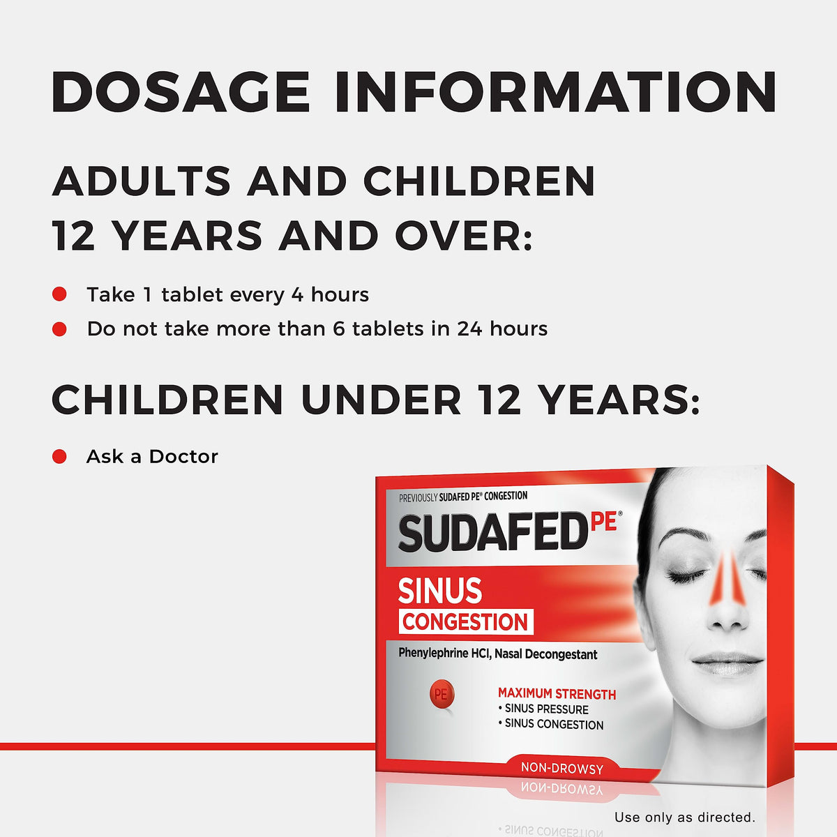 Sudafed PE Sinus Congestion Relief Compresse – Massima Forza, Non Sonnolenza 10 mg