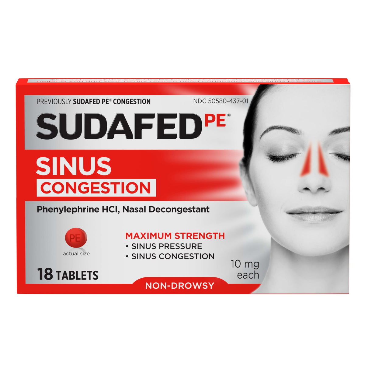 Sudafed PE Sinus Congestion Relief Compresse – Massima Forza, Non Sonnolenza 10 mg