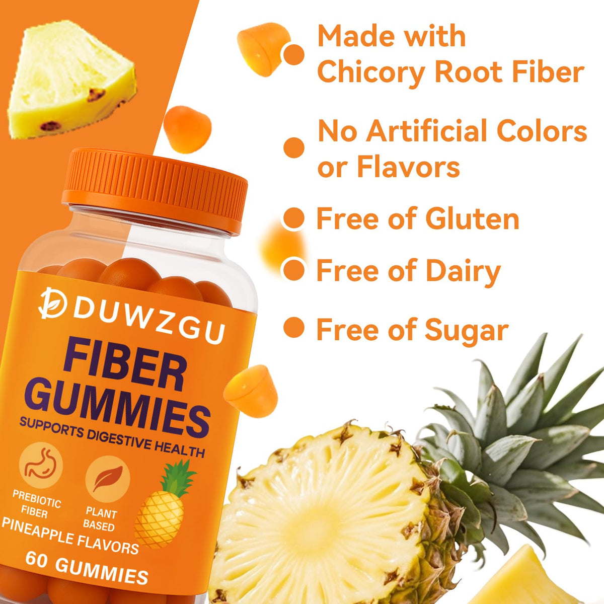 Sugar Free Fiber Gummies β 4g Fiber per Serving | Vegan & Gluten-Free | 60 Count
