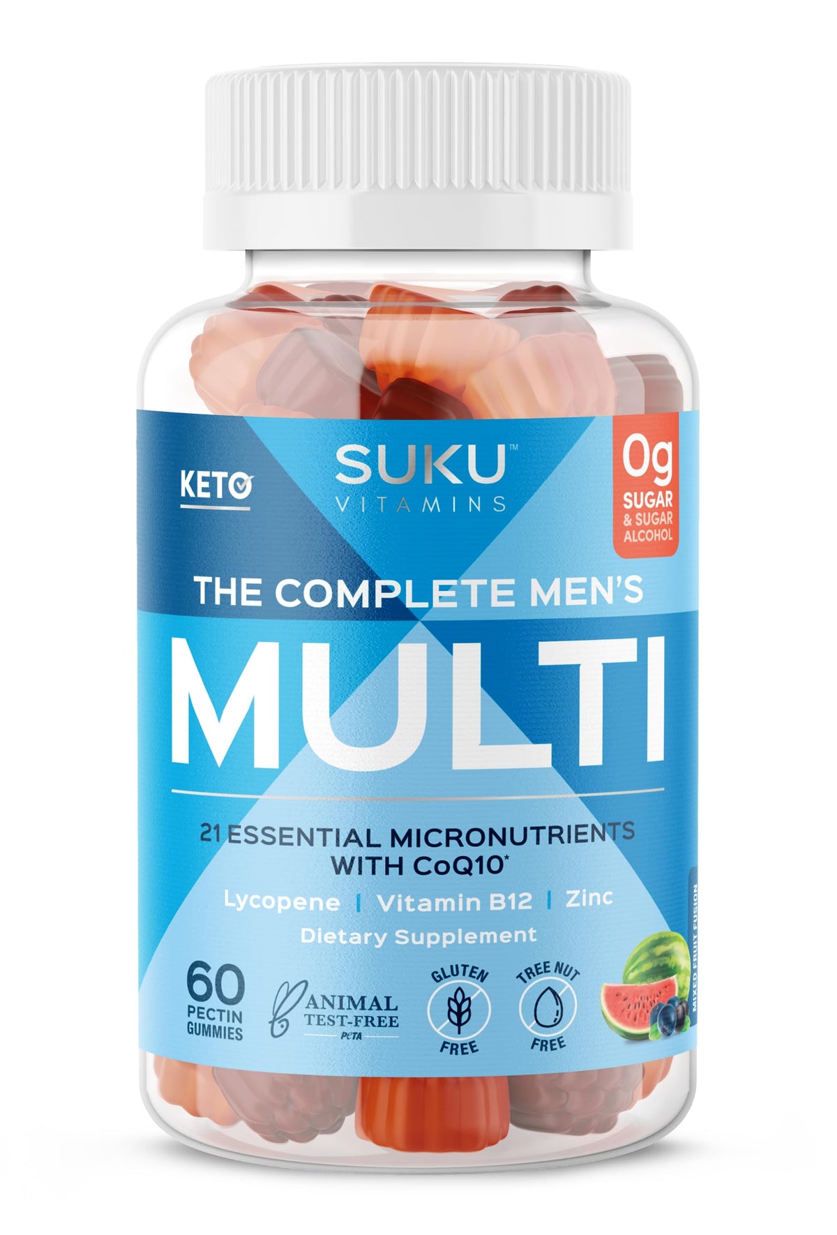 SUKU Men's Daily Multivitamin Gummies β Sugar-Free, Vegan, 60 Count