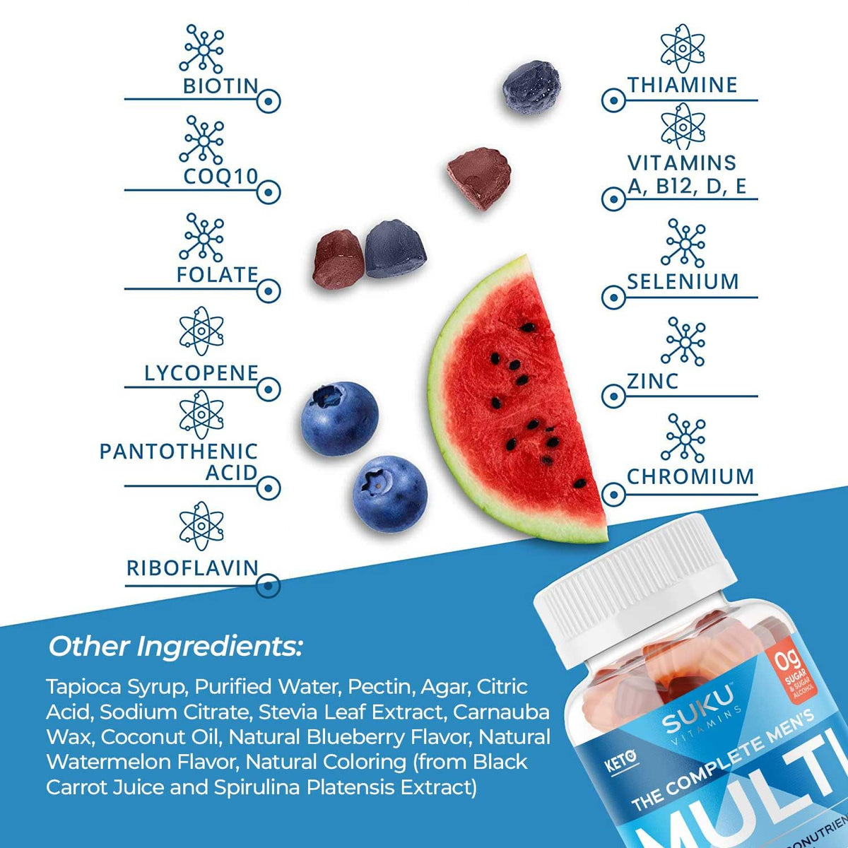 SUKU Men's Daily Multivitamin Gummies β Sugar-Free, Vegan, 60 Count