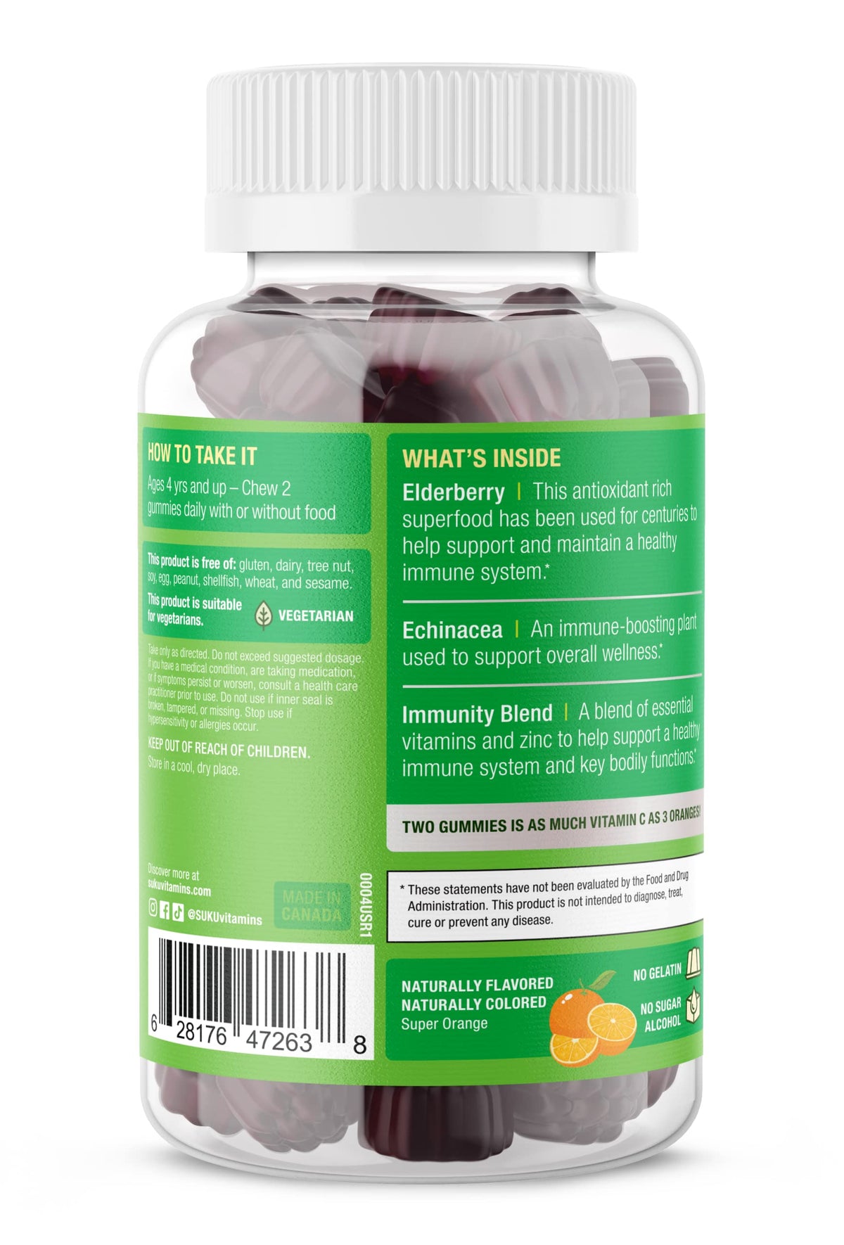 SUKU Vitamins Caramelle Gommose Difese Immunitarie Bambini – Sambuco, Echinacea e Zinco