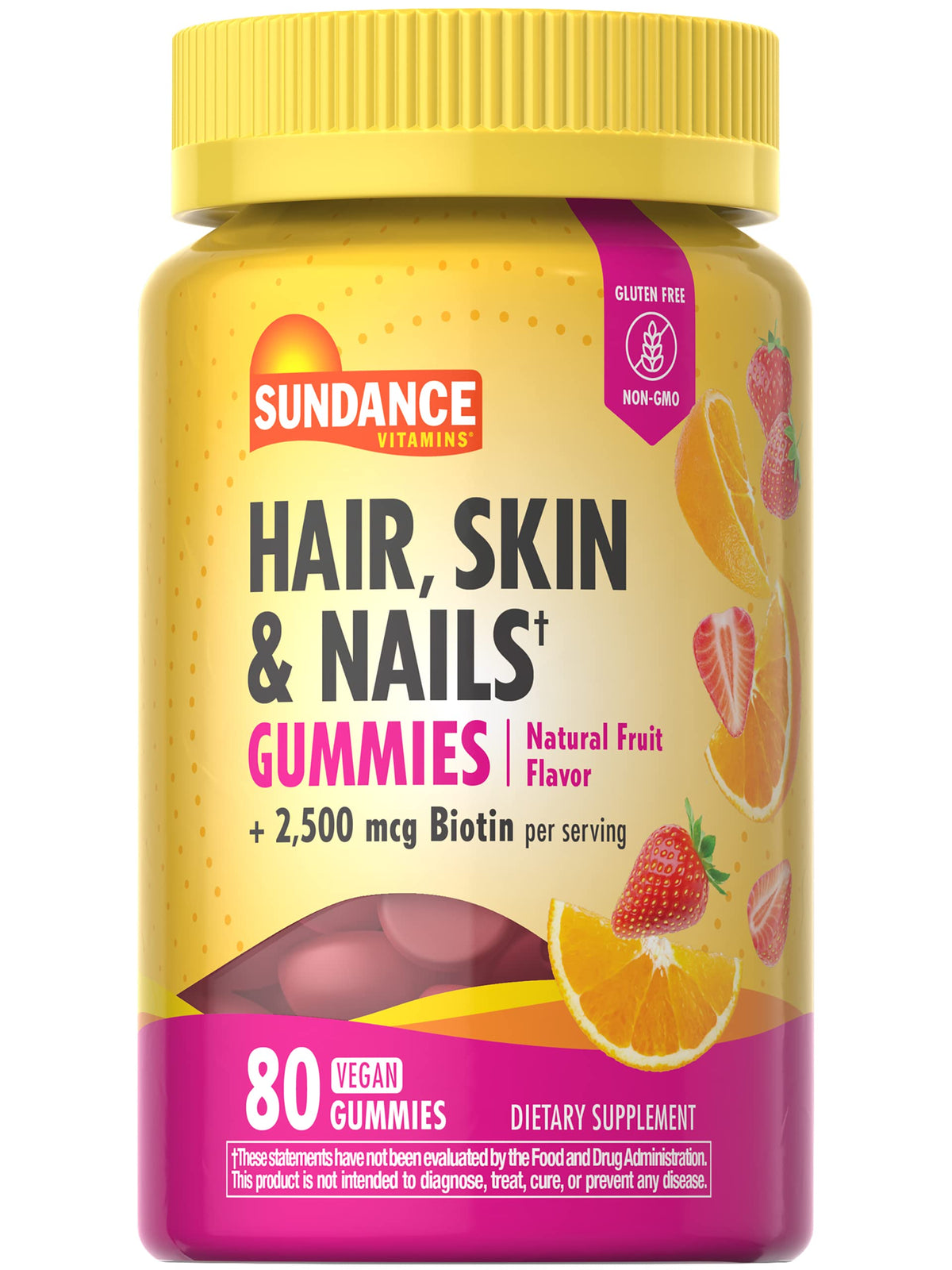 Biotin 2,500 mcg Hair, Skin & Nails Gummies β Sundance, 80 Count, Vegan & Gluten Free