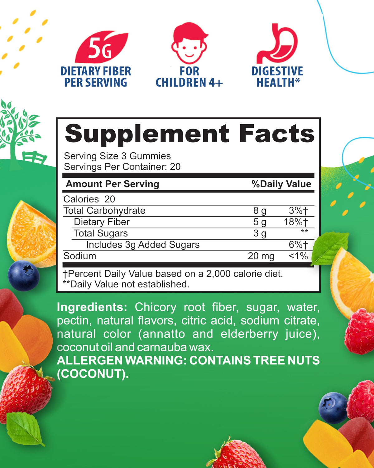 Sunny Sam Fiber Gummies for Kids & Adults | Fiber Chewables for Digestive Support and Immunity