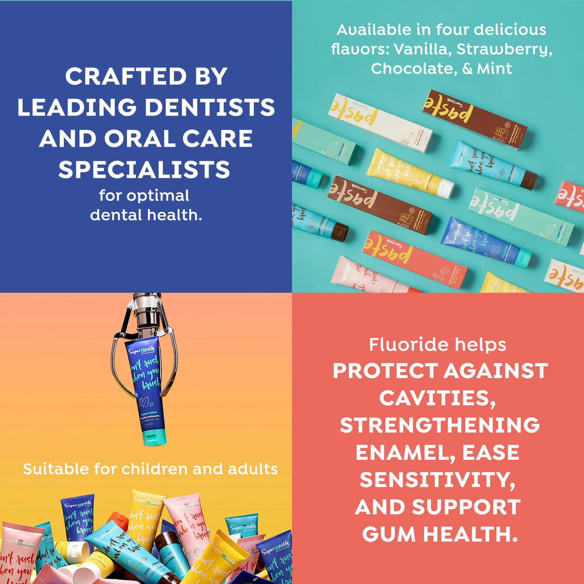 Dentifricio al fluoro SuperMouth per adulti e bambini | Carie, sbiancamento, nano-idrossiapatite