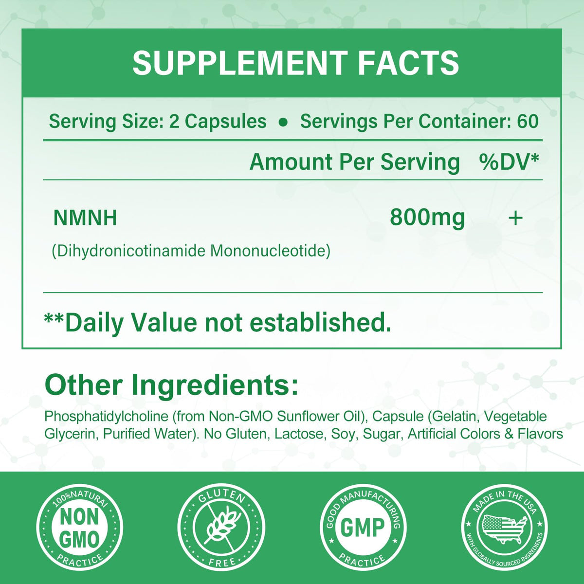 SUPRANOURISH Pure NMNH Supplement 120 Capsules | 800mg NAD+ Boost for Anti-Aging & Cellular Energy