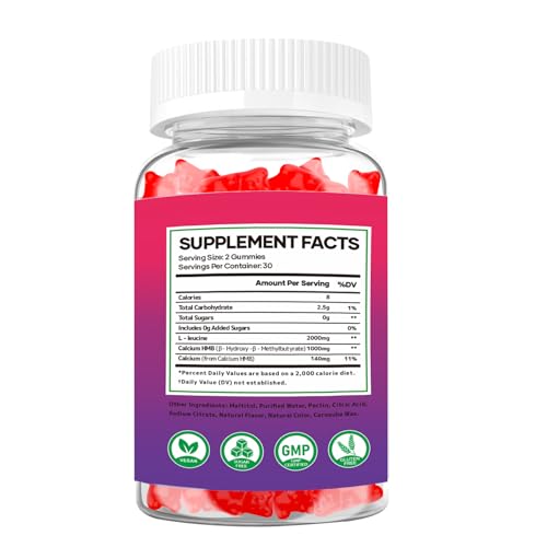 سويناي إتش إم بي وجلوتين إل لوسين 3000 ملجم لنمو العضلات وكتلتها وتخفيف آلامها، واستعادة لياقة سريعة بعد التمرين للرجال والنساء، خالية من السكر، بنكهة التوت، 60 قطعة (1)