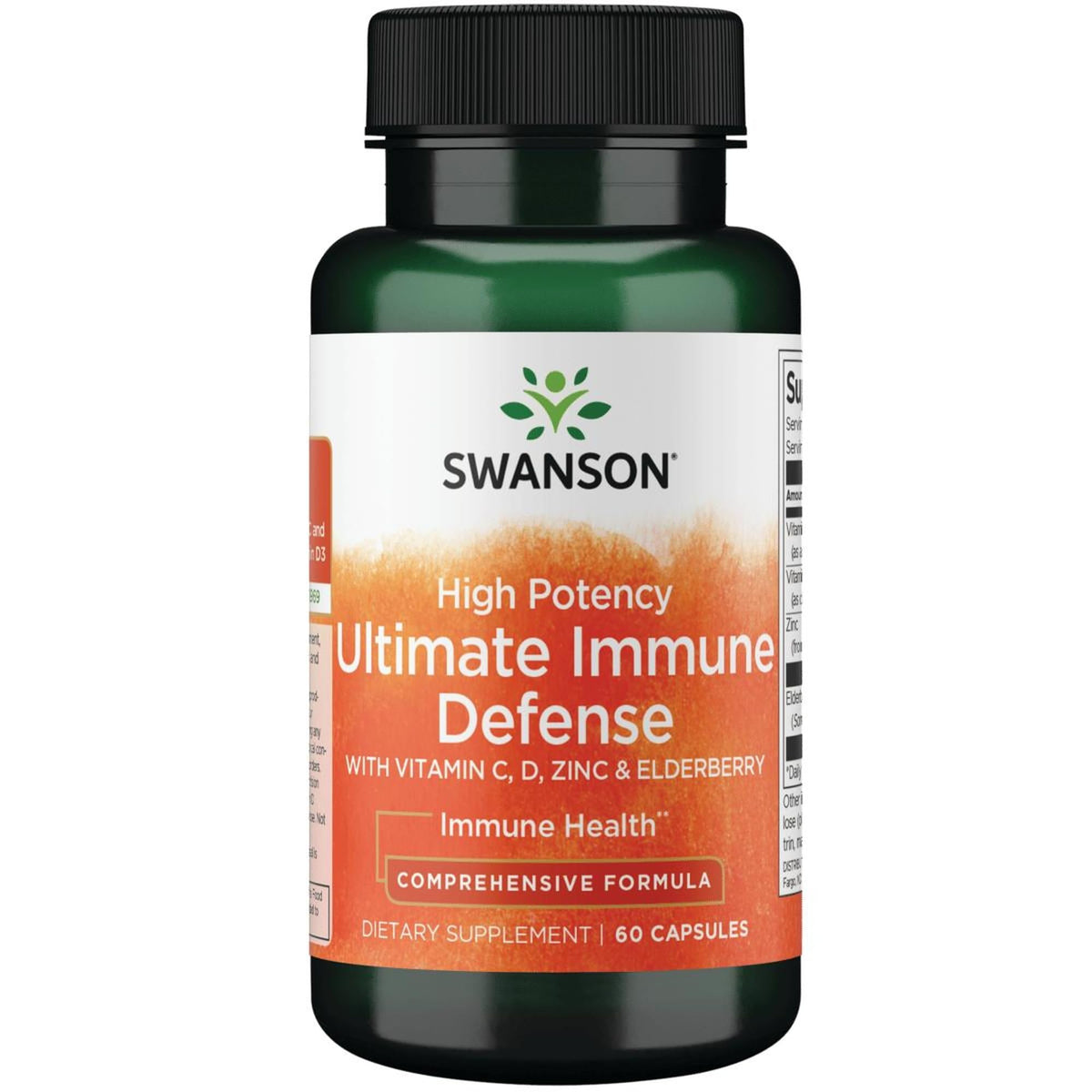 Swanson High Potency Ultimate Immune Defense مع C وD والزنك والبلسان 60 كبسولة