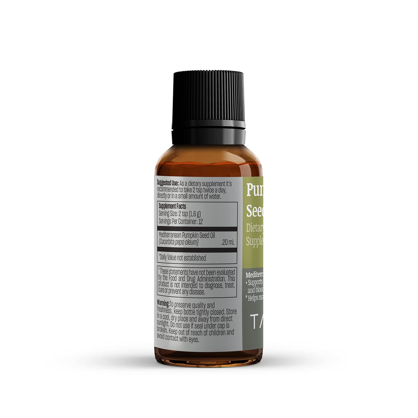 TALYA Pumpkin Seed Oil Drops – Cold-Pressed 0.67 oz | Prostate Support, Hair & Skin Health | Vegan