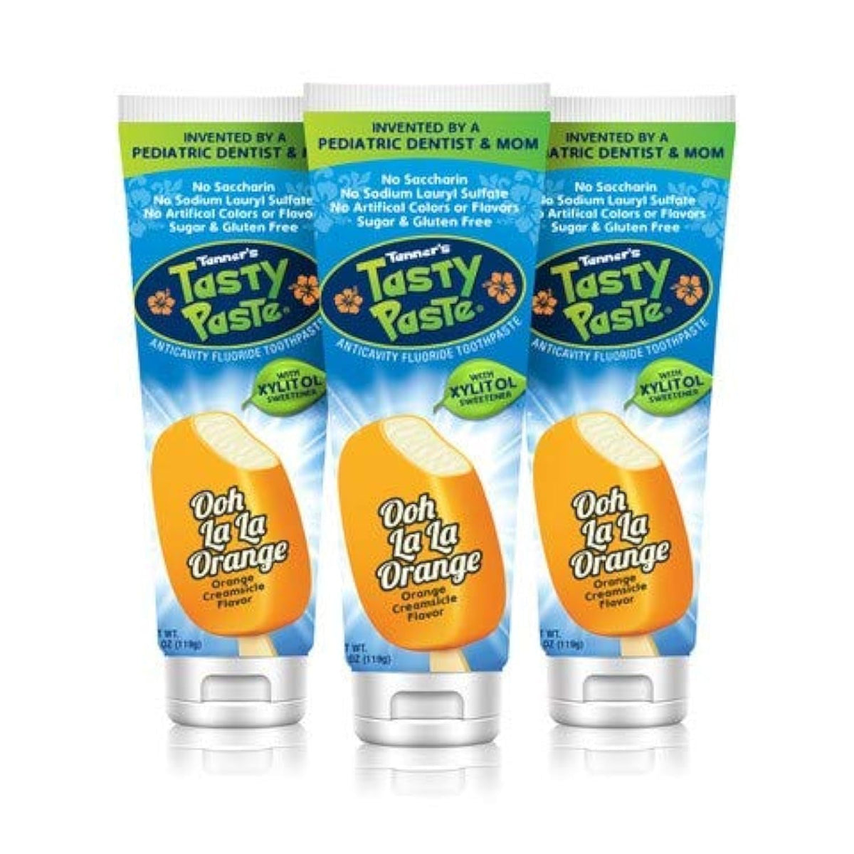 Tanner's Tasty Paste Ooh La La Orange - Anticavity Fluoride Kids Toothpaste (3-Pack)