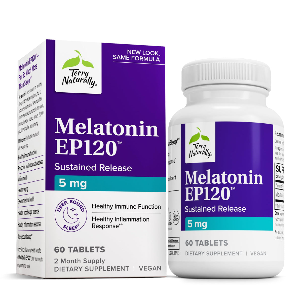 Terry Naturally Melatonin EP 120 5mg – Sleep Support with Antioxidants, Gluten-Free | 60 Tablets