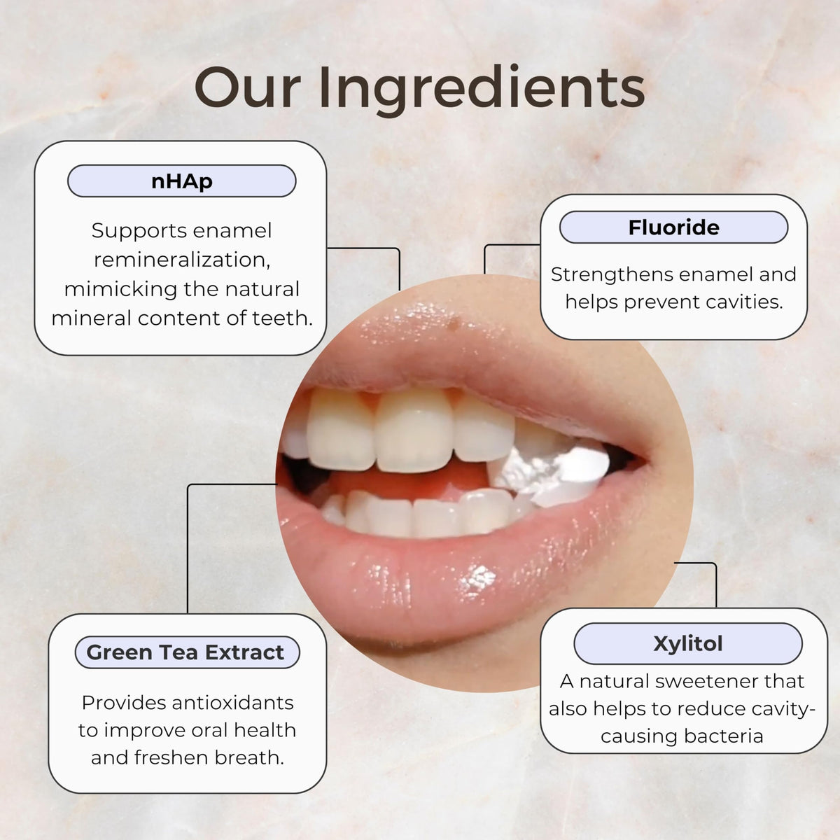 Tidalove Smile More Compresse di Dentifricio con Fluoro e Idrossiapatite (nHAp) β Vegano, Barattolo Senza Plastica