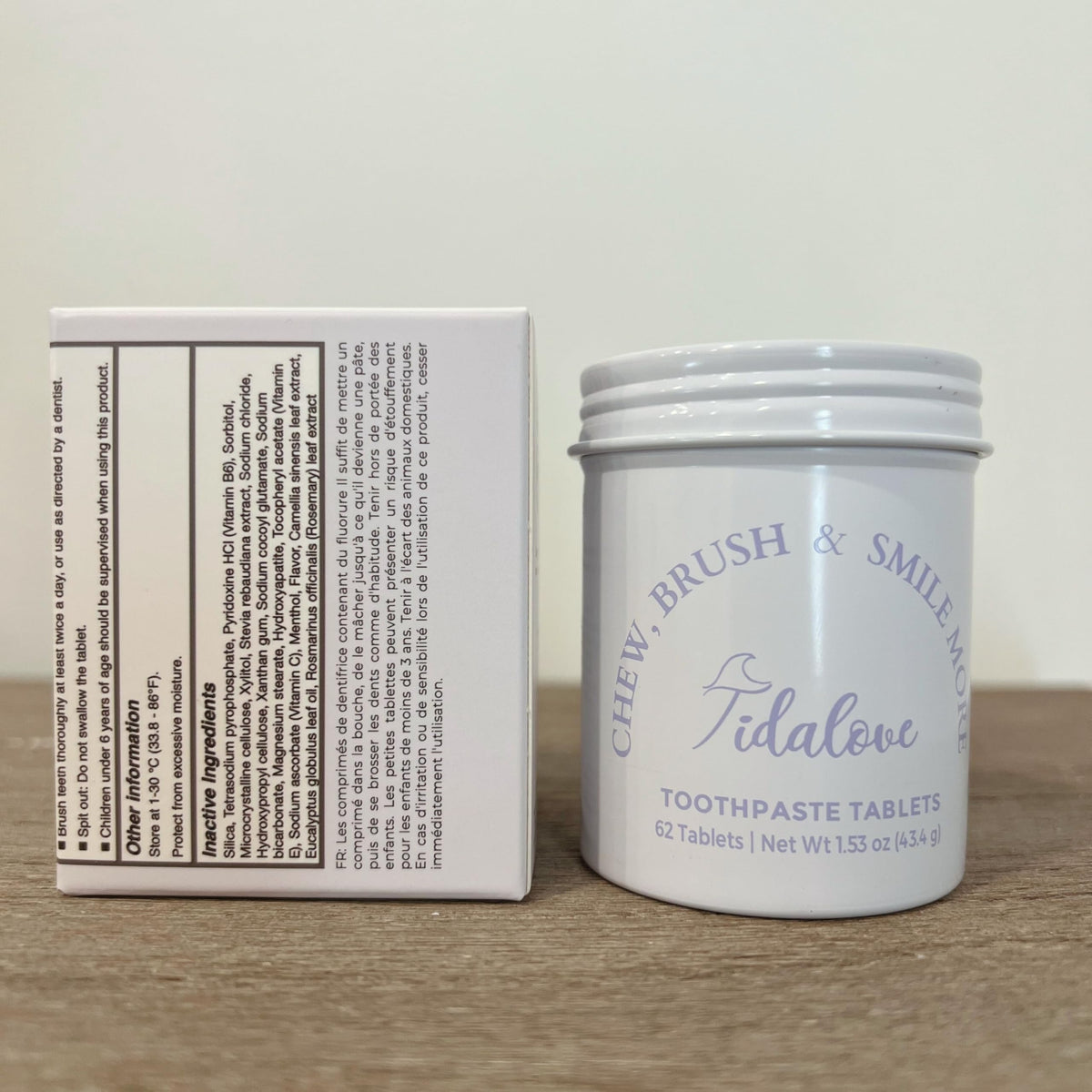 Tidalove Smile More Compresse di Dentifricio con Fluoro e Idrossiapatite (nHAp) β Vegano, Barattolo Senza Plastica