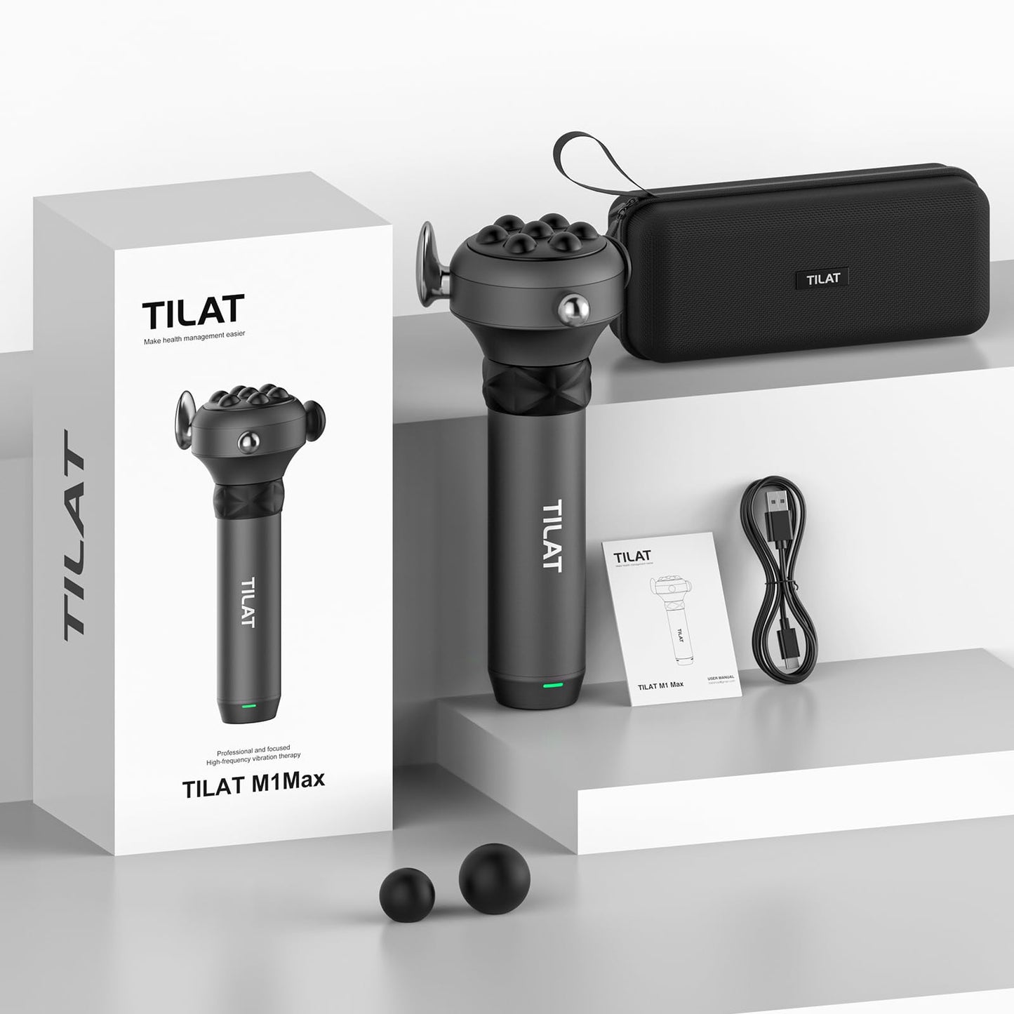 TILAT M1 Max Deep Tissue Vibration Therapy Massage Gun – 6500 RPM Handheld Massager for Trigger Points & Full-Body Relief